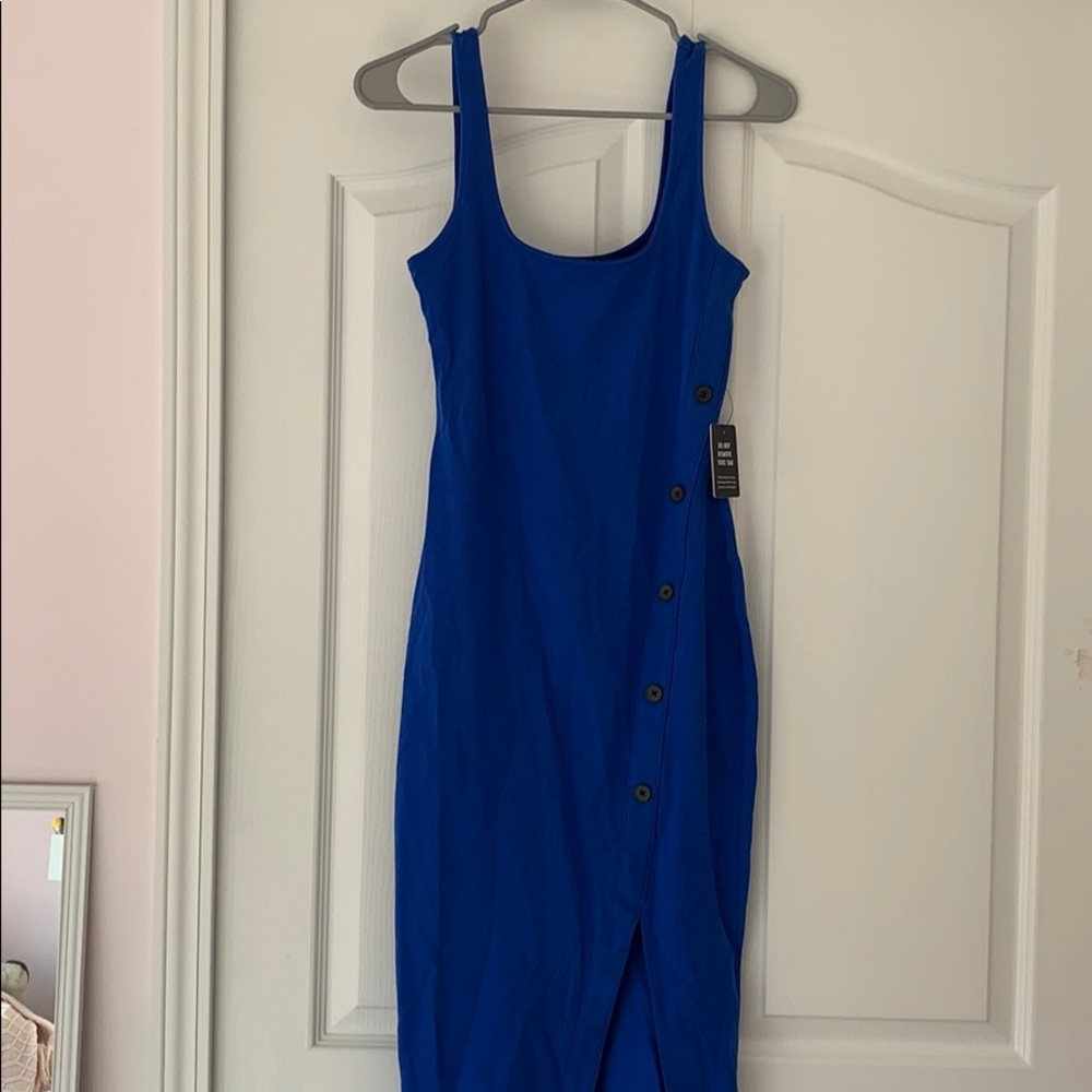 Blue express dress with buttons